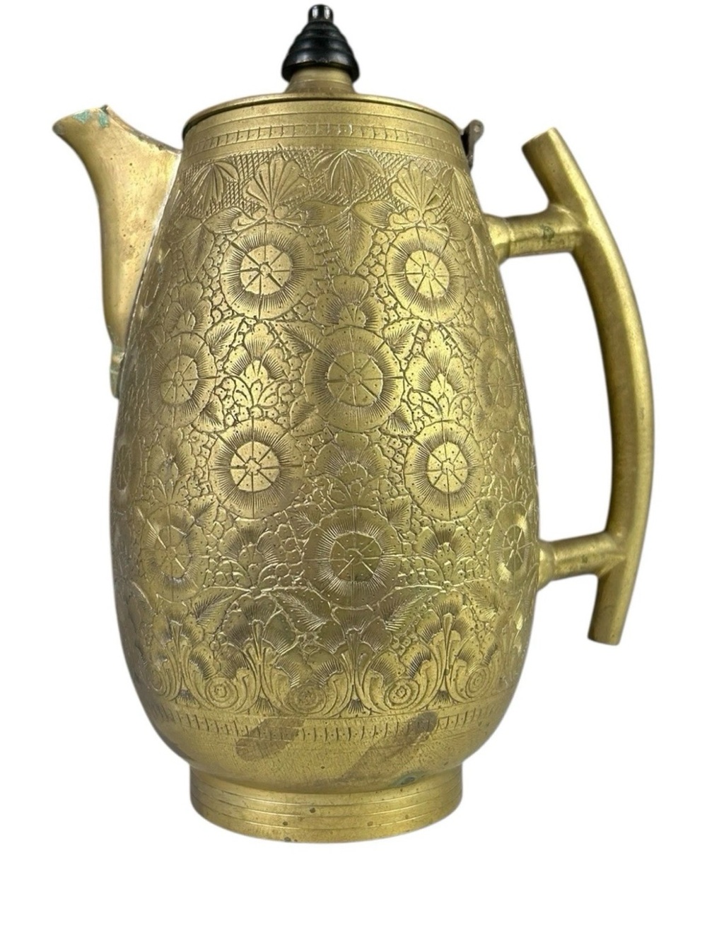 Vintage antique collectible patina brass ornate coffee or teapot